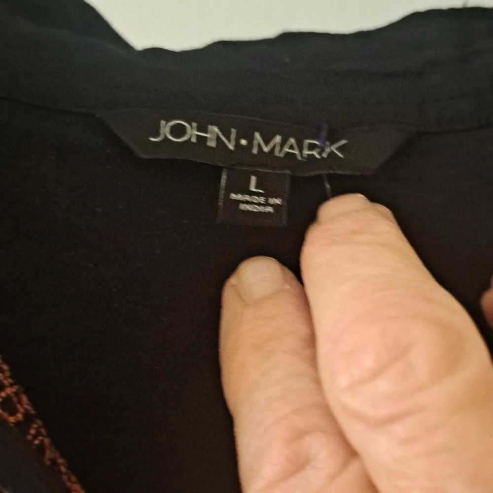 John Mark Black & Multi Color W/ Embroidered Detail Slit Side Schaket SzL EUC - Picture 5 of 11